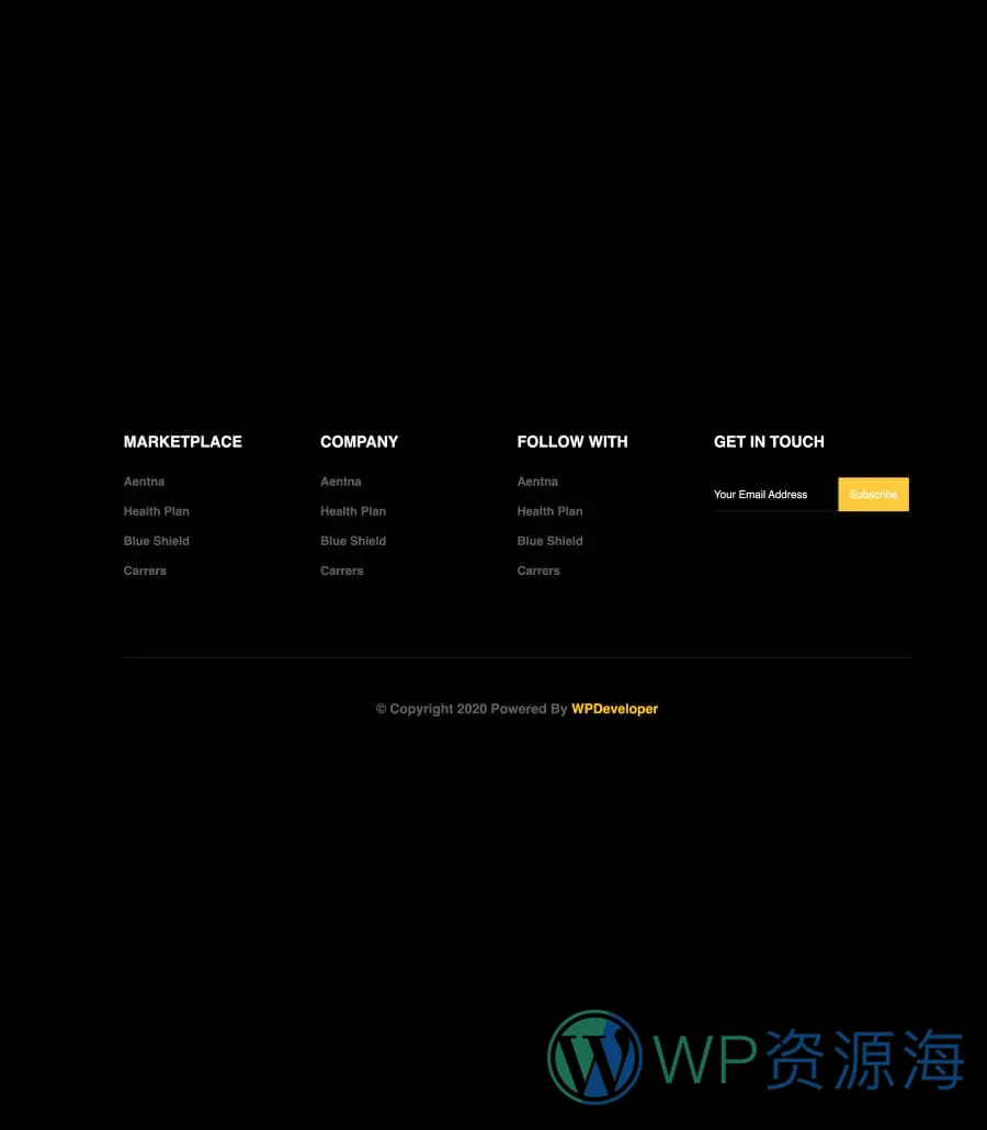 NFT项目机构Gutenberg网站模板_一键导入快速建站插图11-WP资源海 NFToken Footer Section For Gutenberg