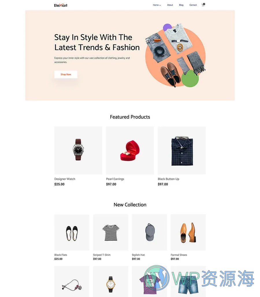 电商Gutenberg网站模板_一键导入快速建站插图3-WP资源海 EleMart Home Fashion For Gutenberg