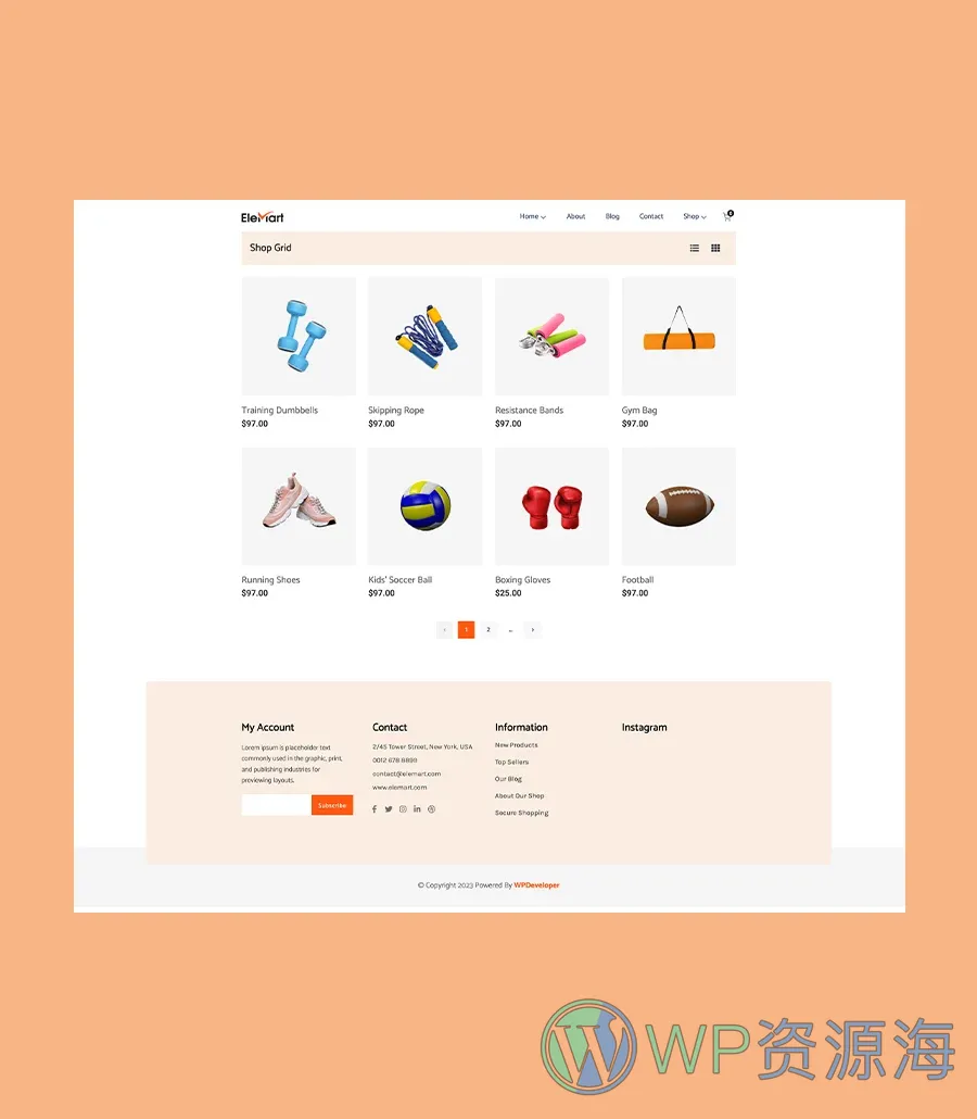 电商Gutenberg网站模板_一键导入快速建站插图11-WP资源海 EleMart Shop grid Page For Gutenberg