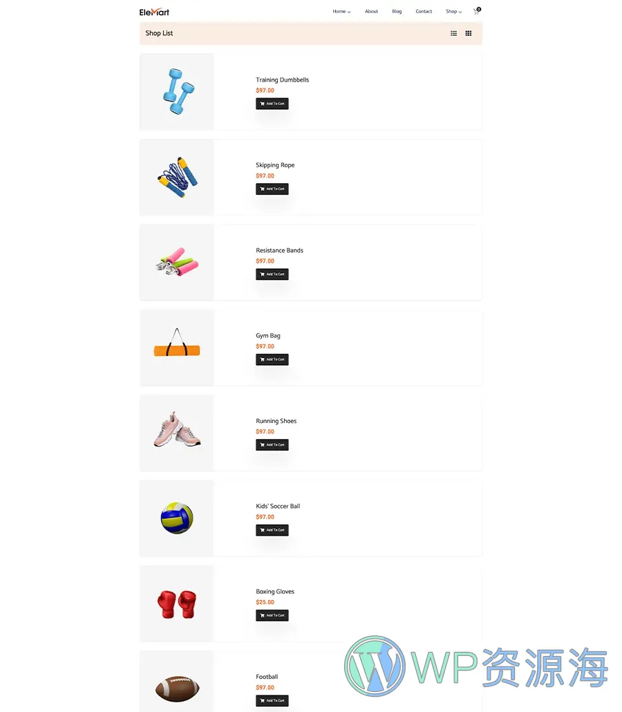 电商Gutenberg网站模板_一键导入快速建站插图12-WP资源海 EleMart Shop List Page For Gutenberg