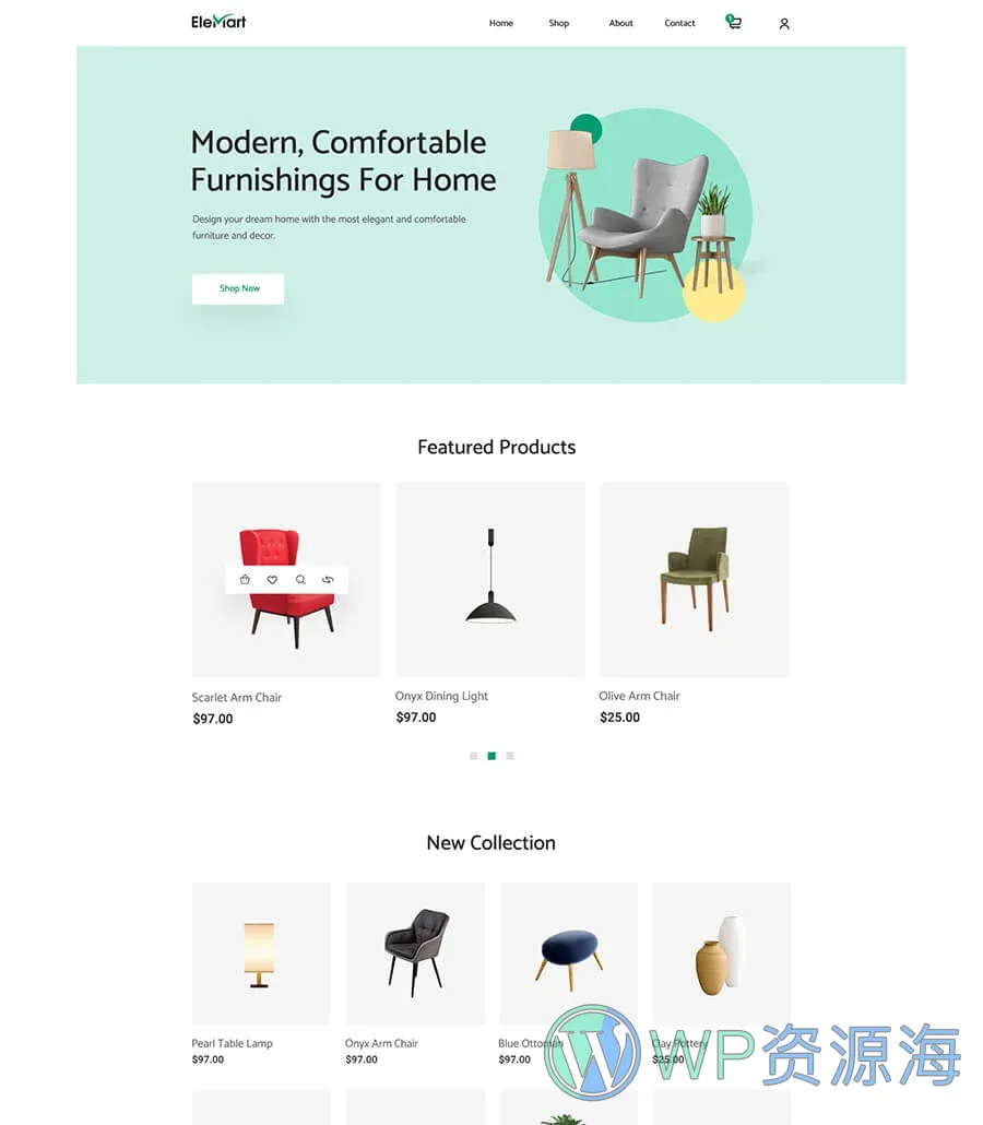 整站电商Elementor网站模板_一键导入快速建站插图4-WP资源海 EleMart Home Furniture
