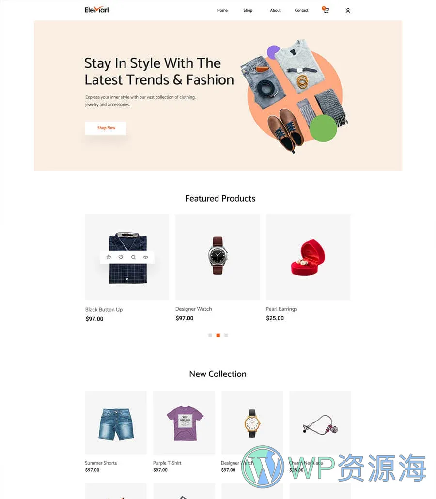 整站电商Elementor网站模板_一键导入快速建站插图3-WP资源海 EleMart Home Fashion