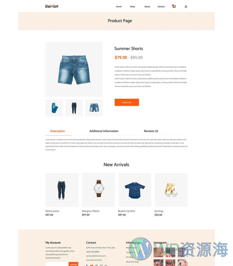 整站电商Elementor网站模板_一键导入快速建站插图8-WP资源海 EleMart Single Product