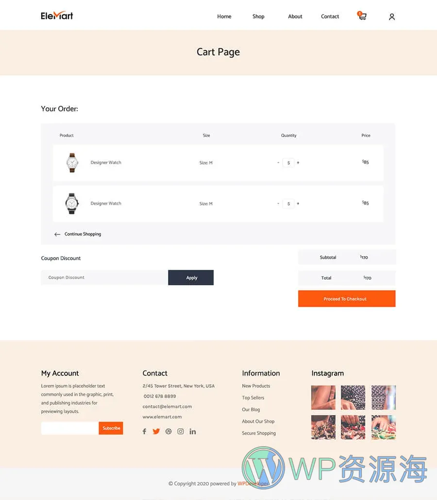 整站电商Elementor网站模板_一键导入快速建站插图12-WP资源海 EleMart Cart