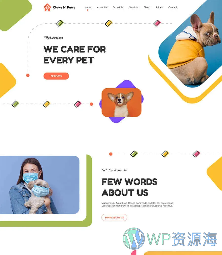 宠物服务Elementor网站模板_一键导入快速建站插图1-WP资源海 Claws & Paws Home Page