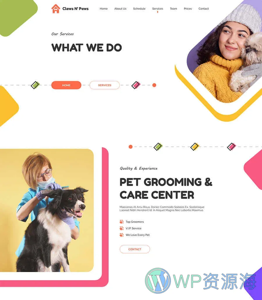 宠物服务Elementor网站模板_一键导入快速建站插图6-WP资源海 Claws & Paws Services Page