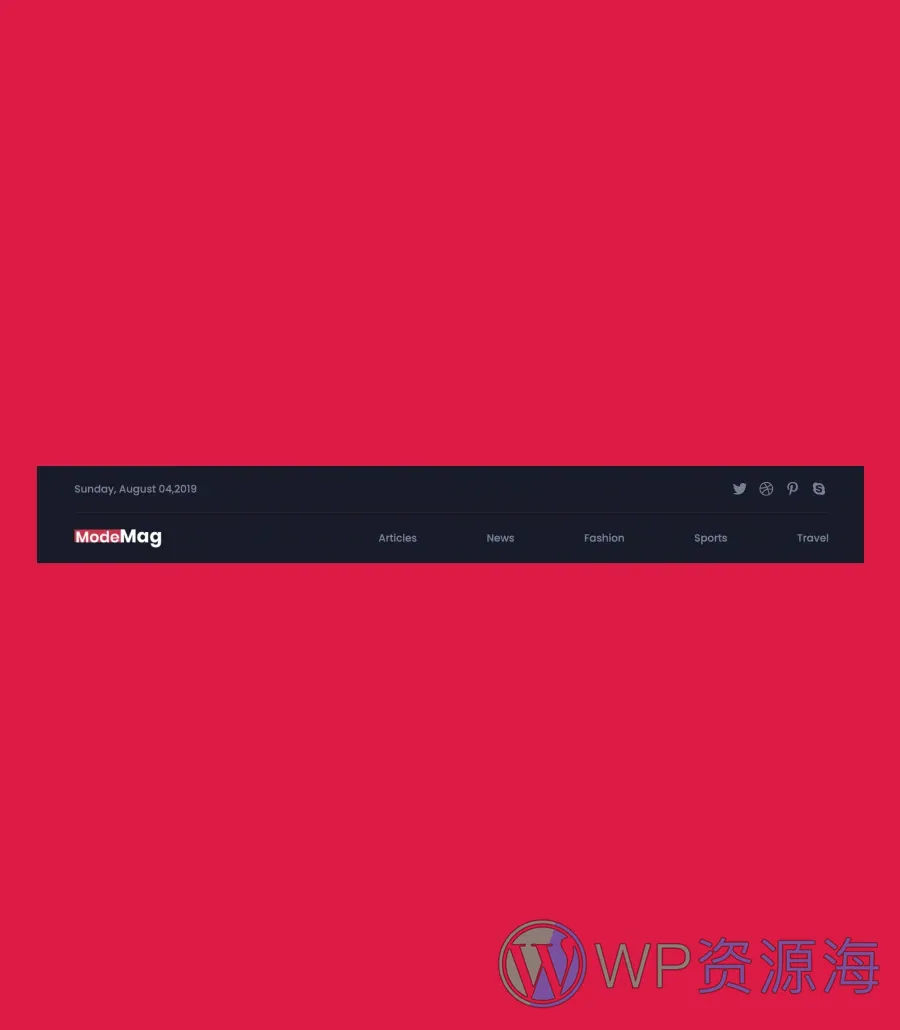 时尚杂志Gutenberg网站模板_一键导入快速建站插图3-WP资源海 Modemag Header Section For Gutenberg