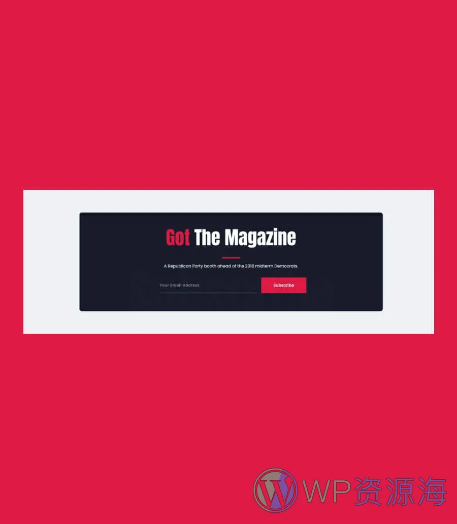 时尚杂志Gutenberg网站模板_一键导入快速建站插图2-WP资源海 Modemag Subscription Section For Gutenberg