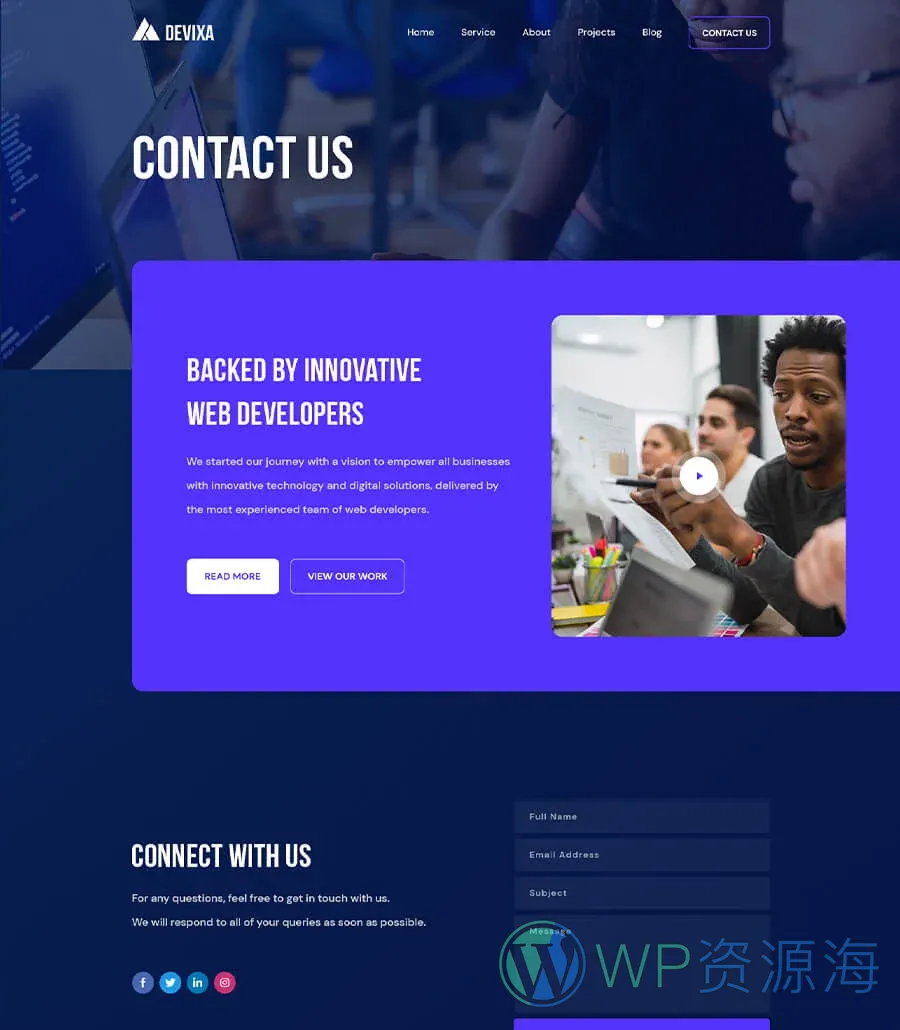 快速建站Elementor网站模板_一键导入快速建站插图3-WP资源海 Devixa Contact Page