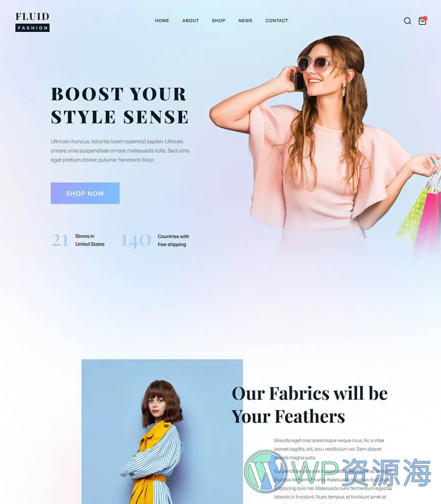 WooCommerce 服装店Elementor网站模板_一键导入快速建站插图1-WP资源海 Fluid Fashion Home Page