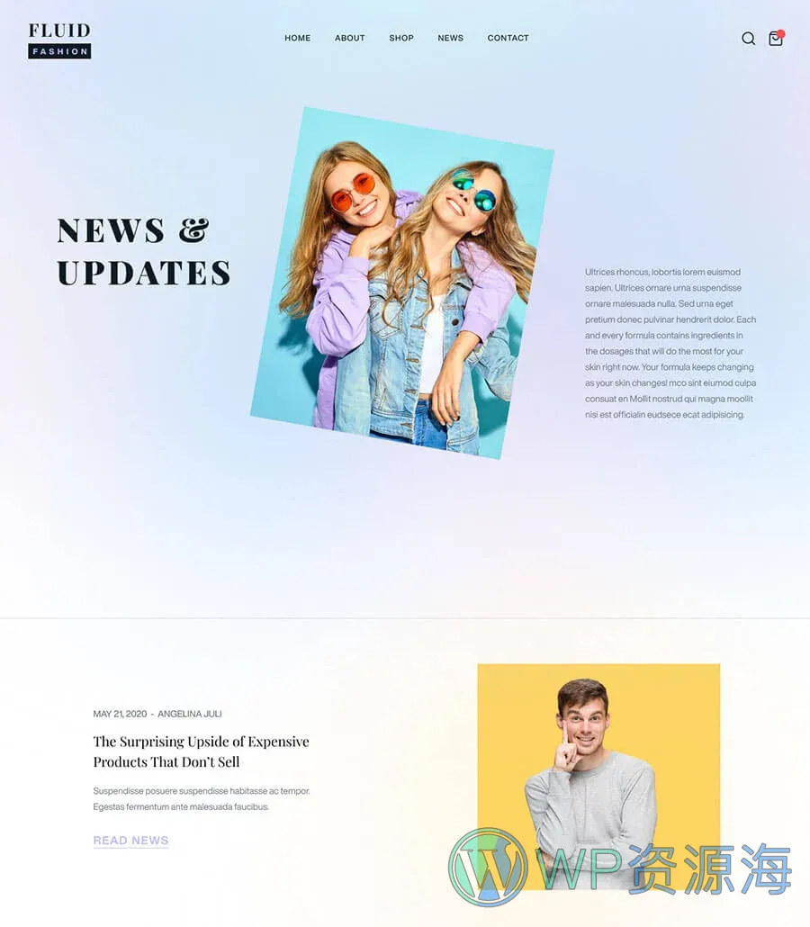 WooCommerce 服装店Elementor网站模板_一键导入快速建站插图6-WP资源海 Fluid Fashion News Page
