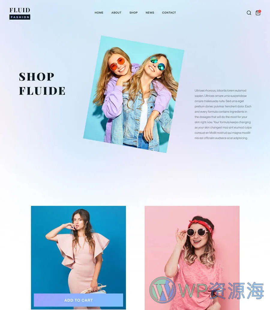 WooCommerce 服装店Elementor网站模板_一键导入快速建站插图5-WP资源海 Fluid Fashion Shop Page