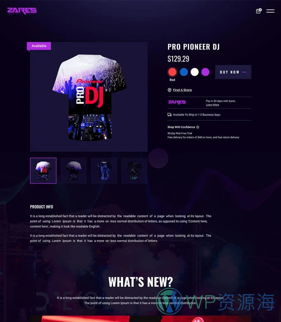 音乐乐队Elementor网站模板_一键导入快速建站插图3-WP资源海 Zares Product Details Page