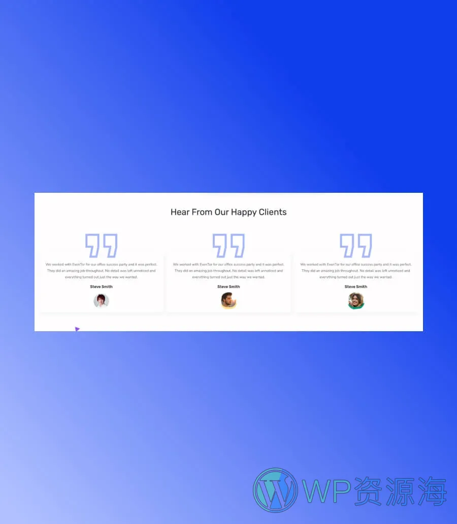 EvenTor Testimonial Section For Gutenberg