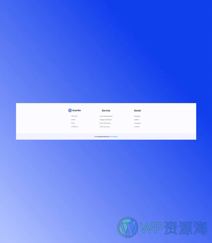 EvenTor Footer Section For Gutenberg