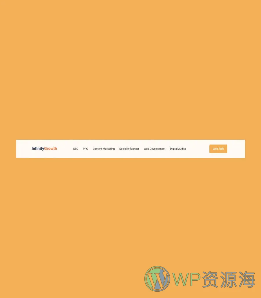 数字营销机构响应式Gutenberg网站模板_一键导入快速建站插图4-WP资源海 InfinityGrowth Header Section For Gutenberg