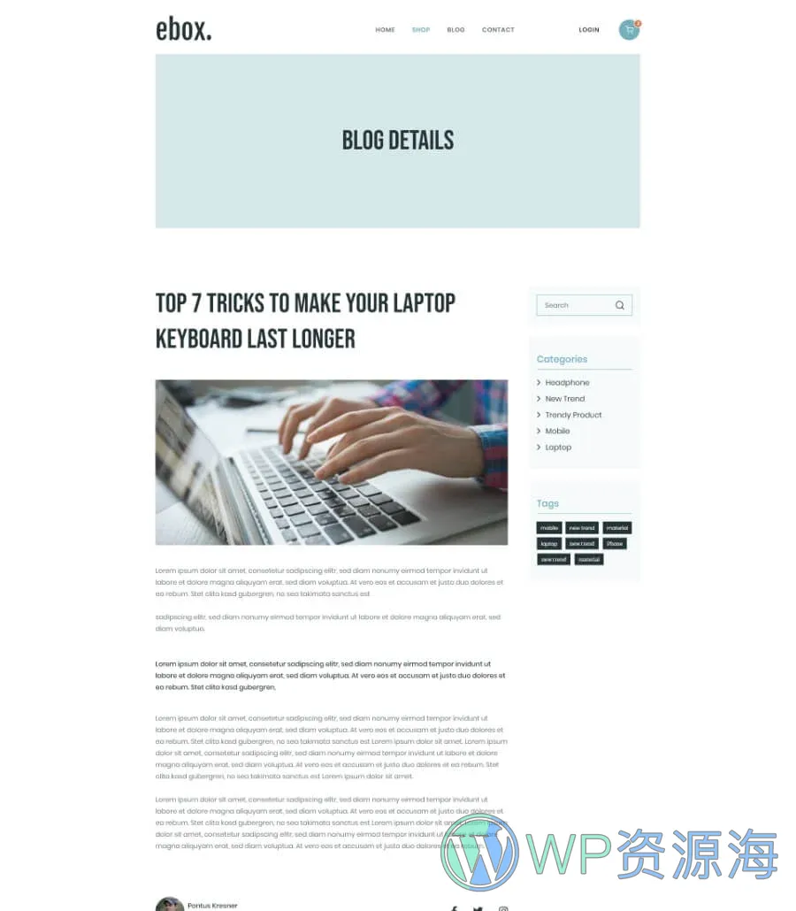 电子商城Elementor网站模板_一键导入快速建站插图2-WP资源海 Ebox Product Details Page