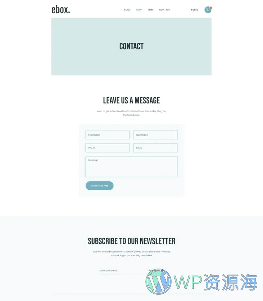 电子商城Elementor网站模板_一键导入快速建站插图3-WP资源海 Ebox Contact Page