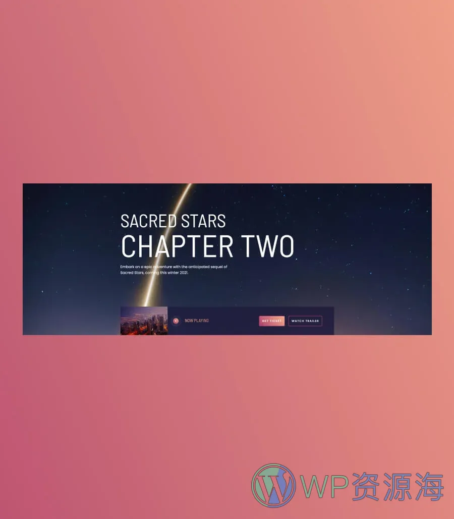 电影工作室Gutenberg网站模板_一键导入快速建站插图2-WP资源海 Movie Box Hero Section For Gutenberg