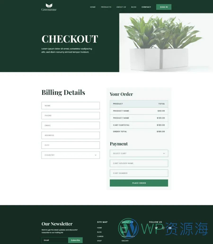 Greenzone Checkout Page