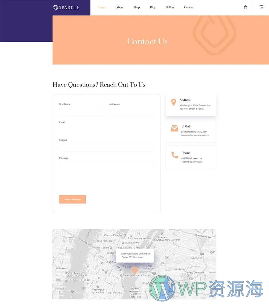 Sparkle Contact Page