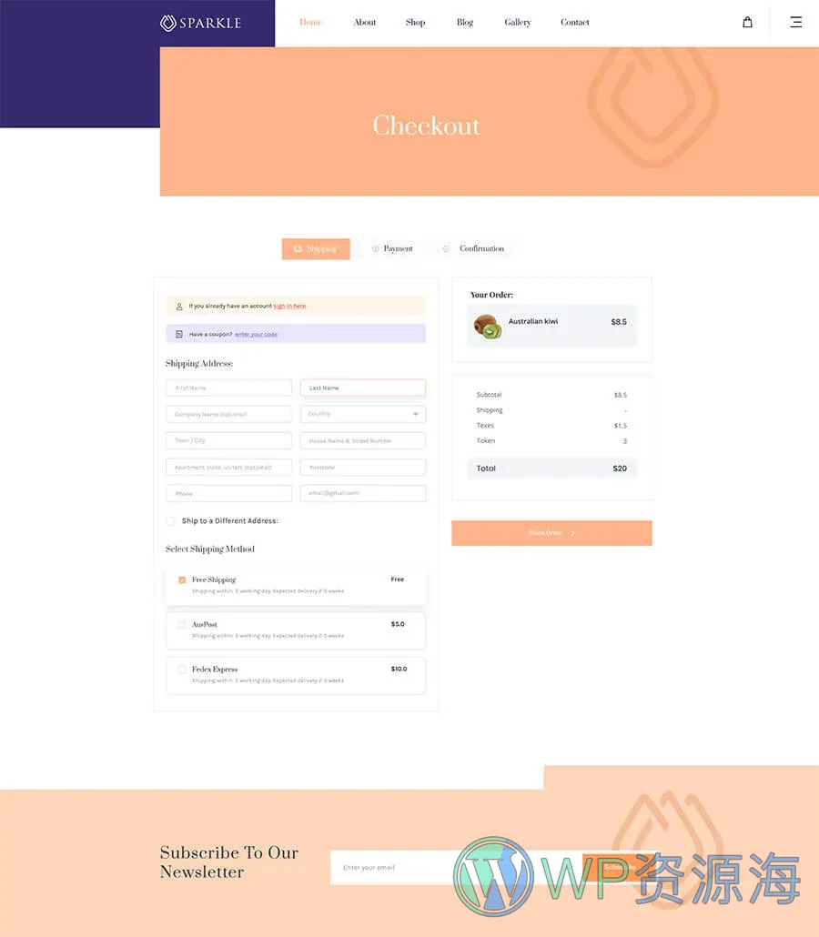 Sparkle Checkout Page