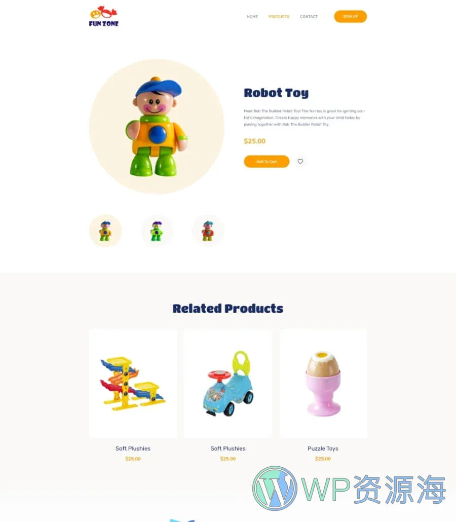 玩具店 WooCommerceElementor网站模板_一键导入快速建站插图2-WP资源海 Fun Zone Product Details Page
