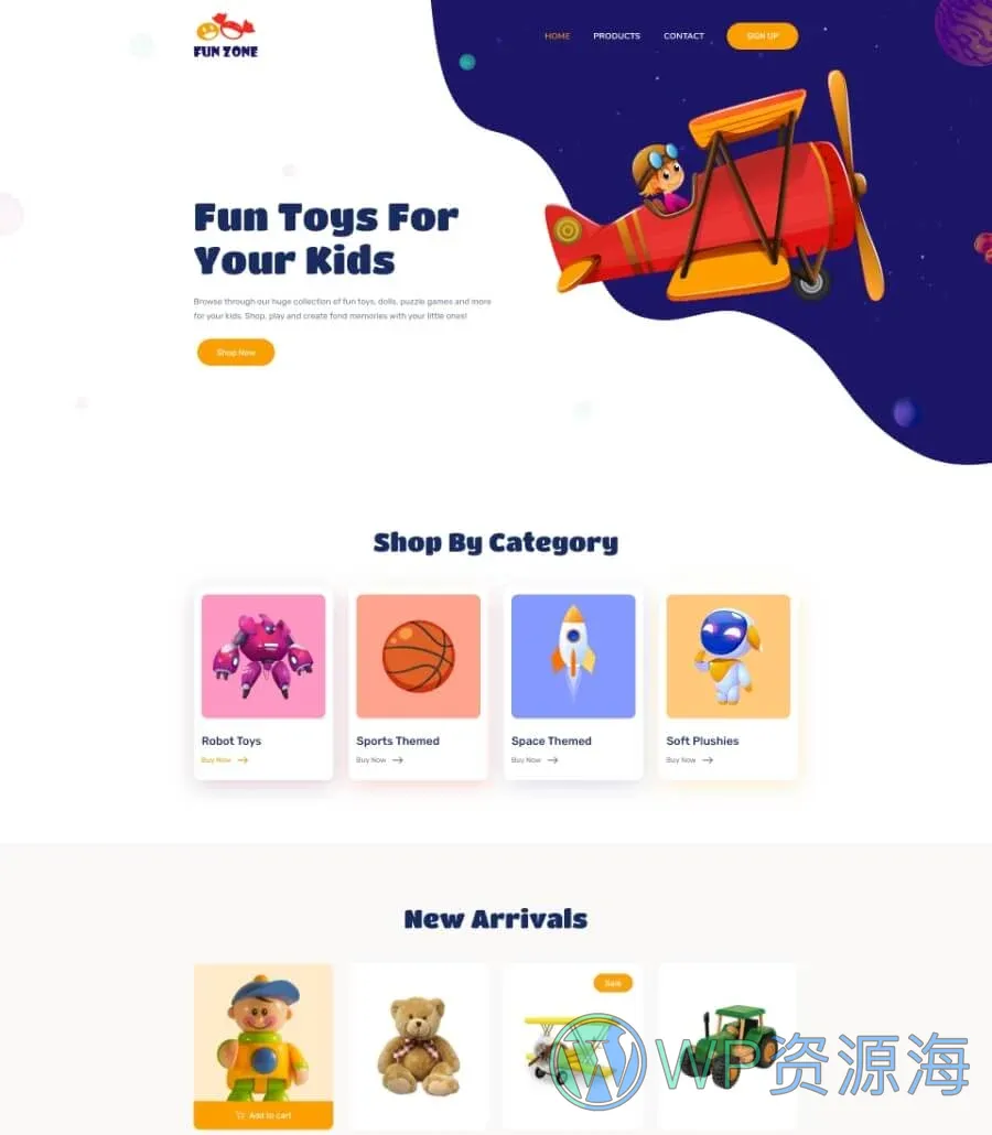 玩具店 WooCommerceElementor网站模板_一键导入快速建站插图1-WP资源海 Fun Zone Home Page