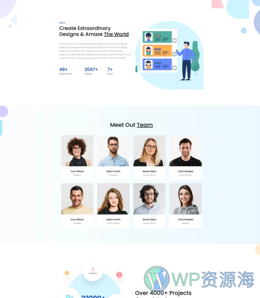 设计工作室Gutenberg网站模板_一键导入快速建站插图2-WP资源海 Creative Hub About Page For Gutenberg