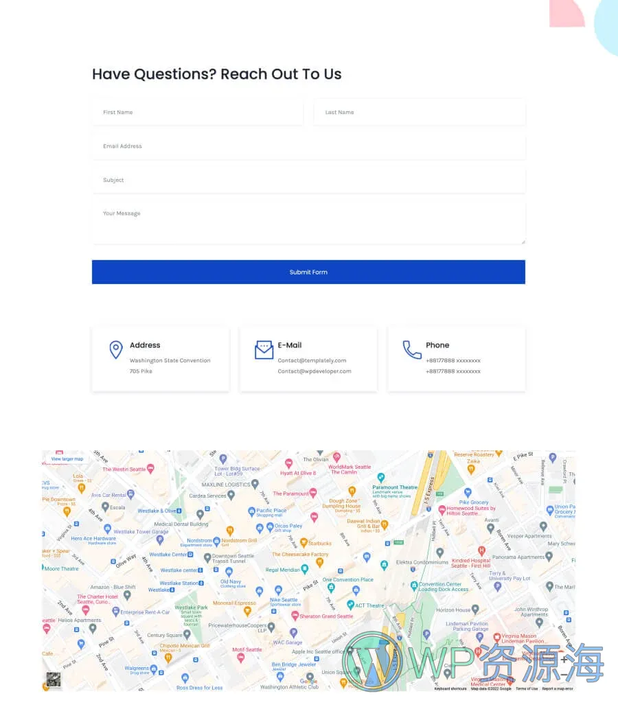 设计工作室Gutenberg网站模板_一键导入快速建站插图3-WP资源海 Creative Hub Contact Page For Gutenberg