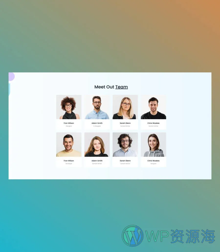 设计工作室Gutenberg网站模板_一键导入快速建站插图9-WP资源海 Creative Hub Team Members Section For Gutenberg