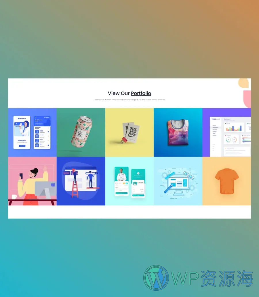 设计工作室Gutenberg网站模板_一键导入快速建站插图10-WP资源海 Creative Hub Portfolio Section For Gutenberg