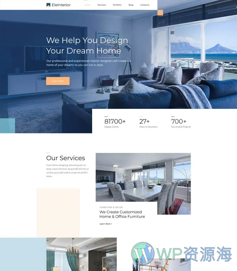 室内设计Elementor网站模板_一键导入快速建站插图1-WP资源海 EleInterior Home Page