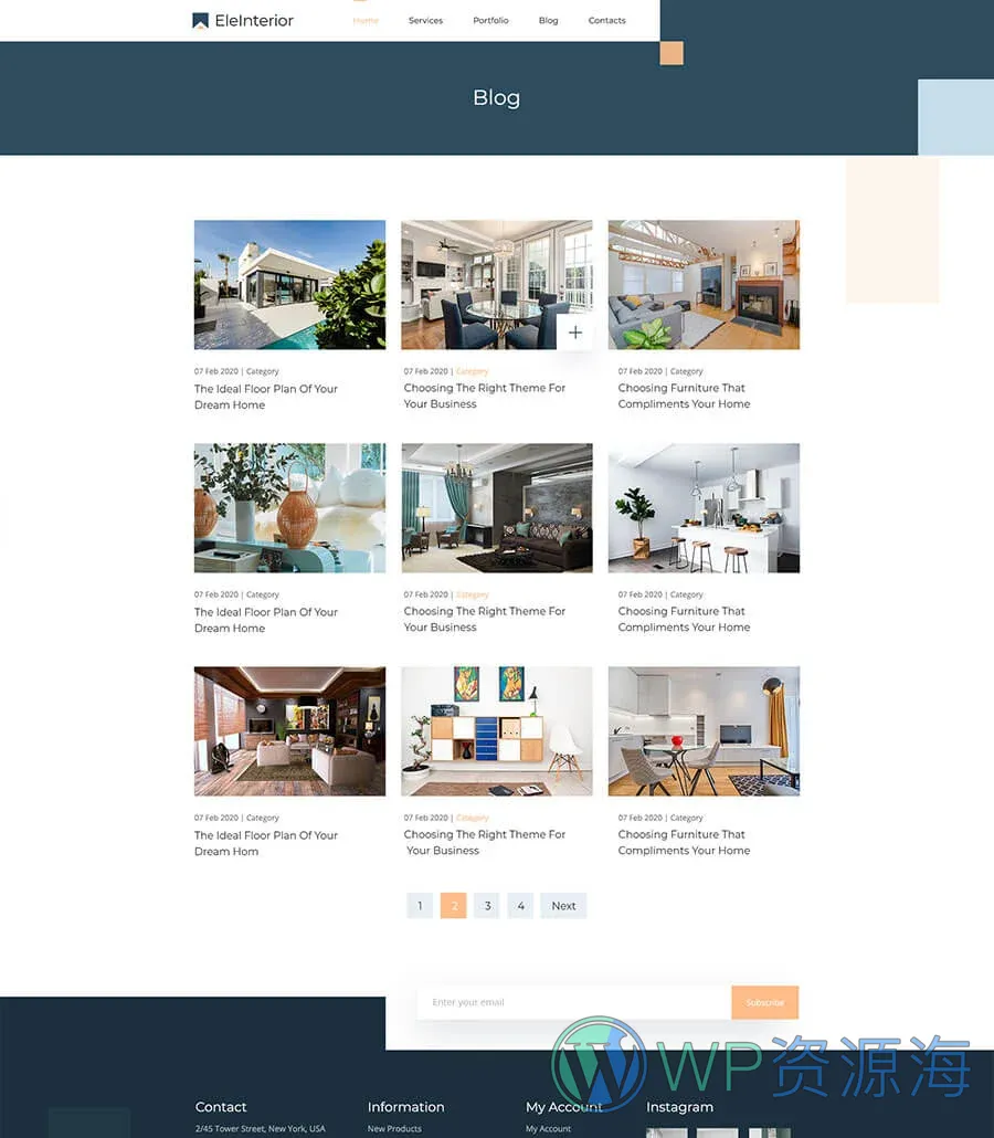 室内设计Elementor网站模板_一键导入快速建站插图5-WP资源海 EleInterior Blog Page