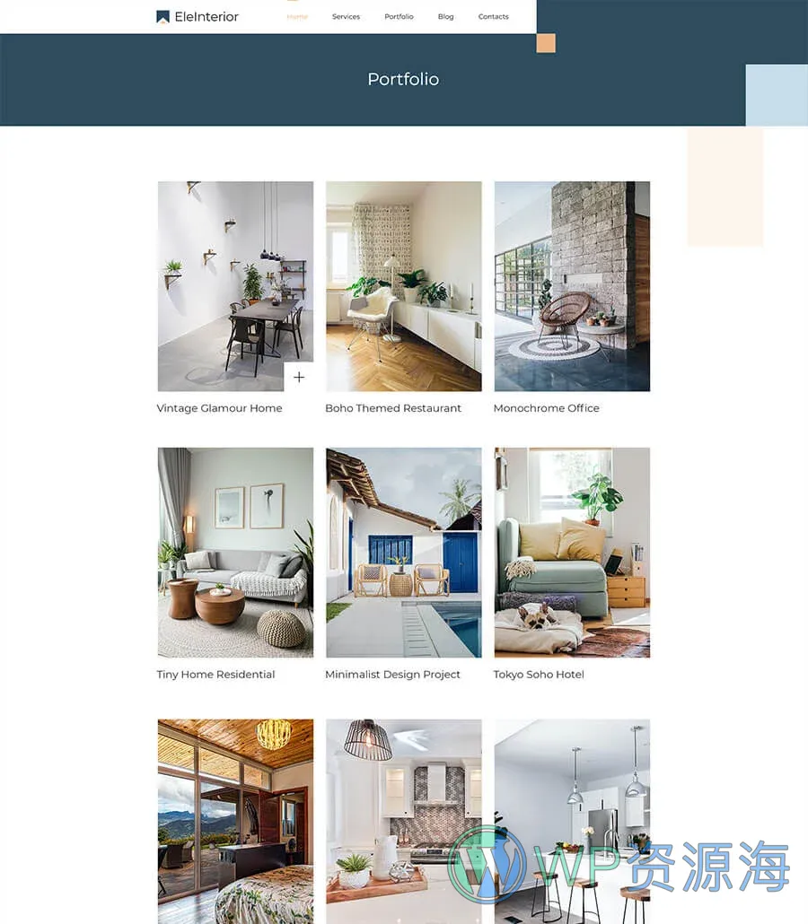 室内设计Elementor网站模板_一键导入快速建站插图7-WP资源海 EleInterior Portfolio Page