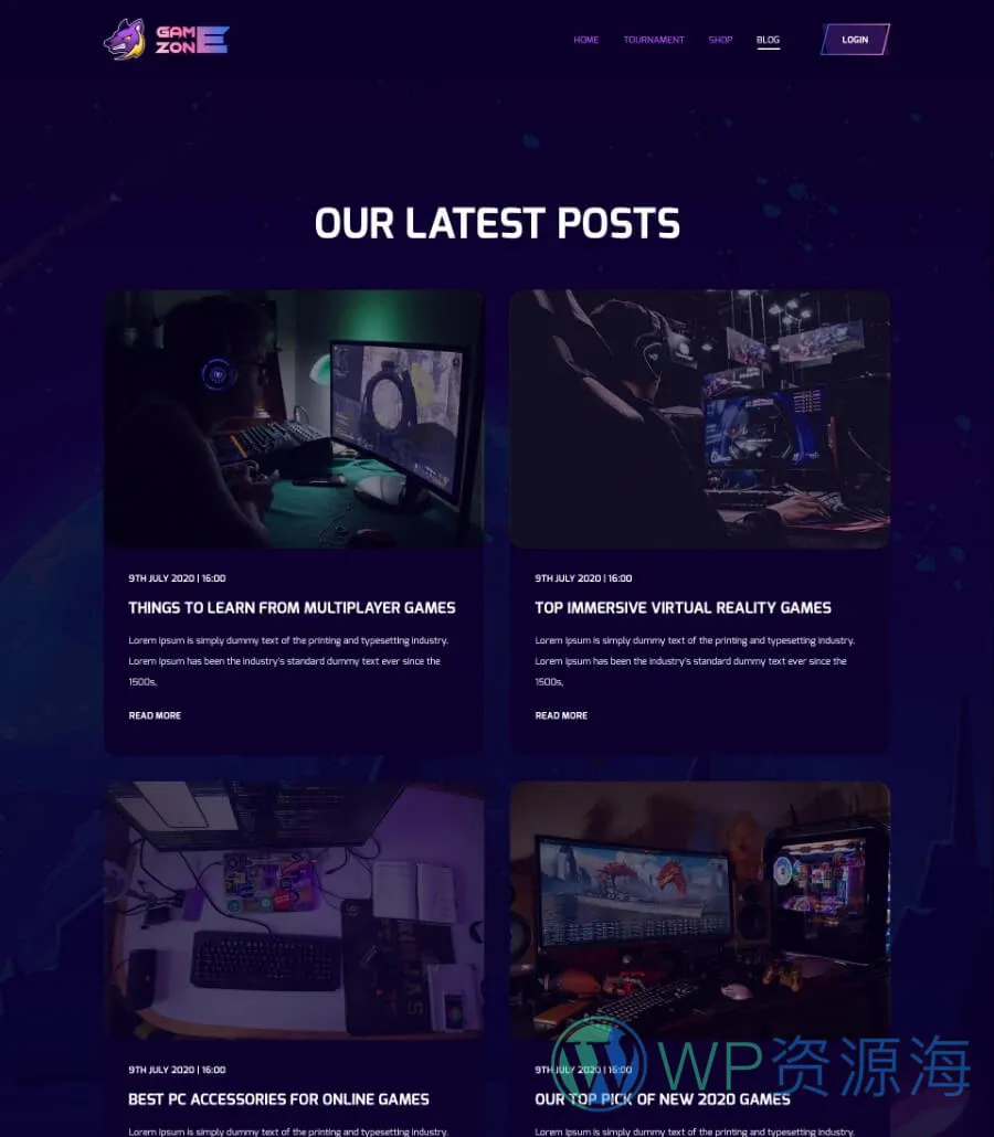 游戏Elementor网站模板_一键导入快速建站插图2-WP资源海 GameZone Blog Page