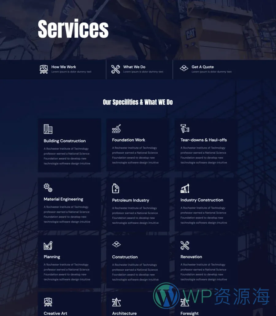 建筑服务Gutenberg网站模板_一键导入快速建站插图3-WP资源海 HandyTor Services Page For Gutenberg