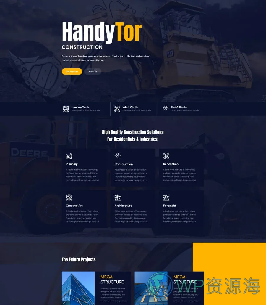 建筑服务Gutenberg网站模板_一键导入快速建站插图1-WP资源海 HandyTor Home Page For Gutenberg