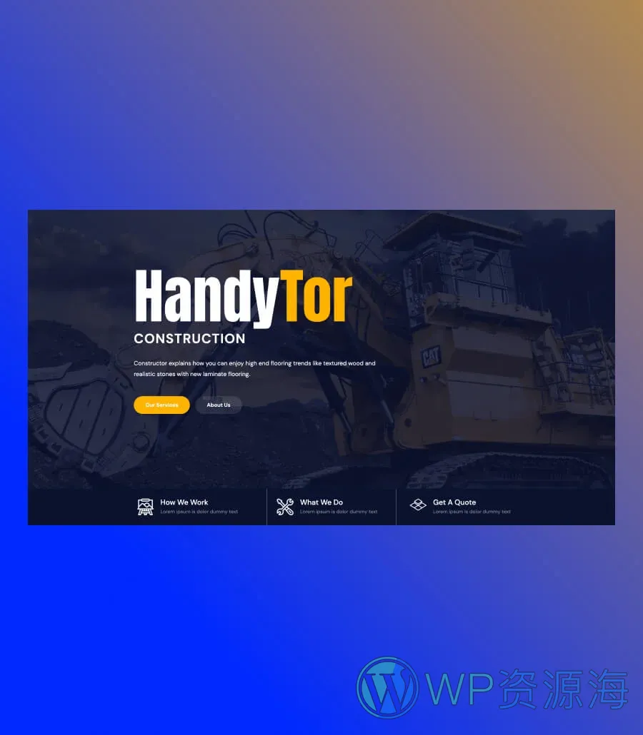 建筑服务Gutenberg网站模板_一键导入快速建站插图5-WP资源海 HandyTor Hero Section For Gutenberg