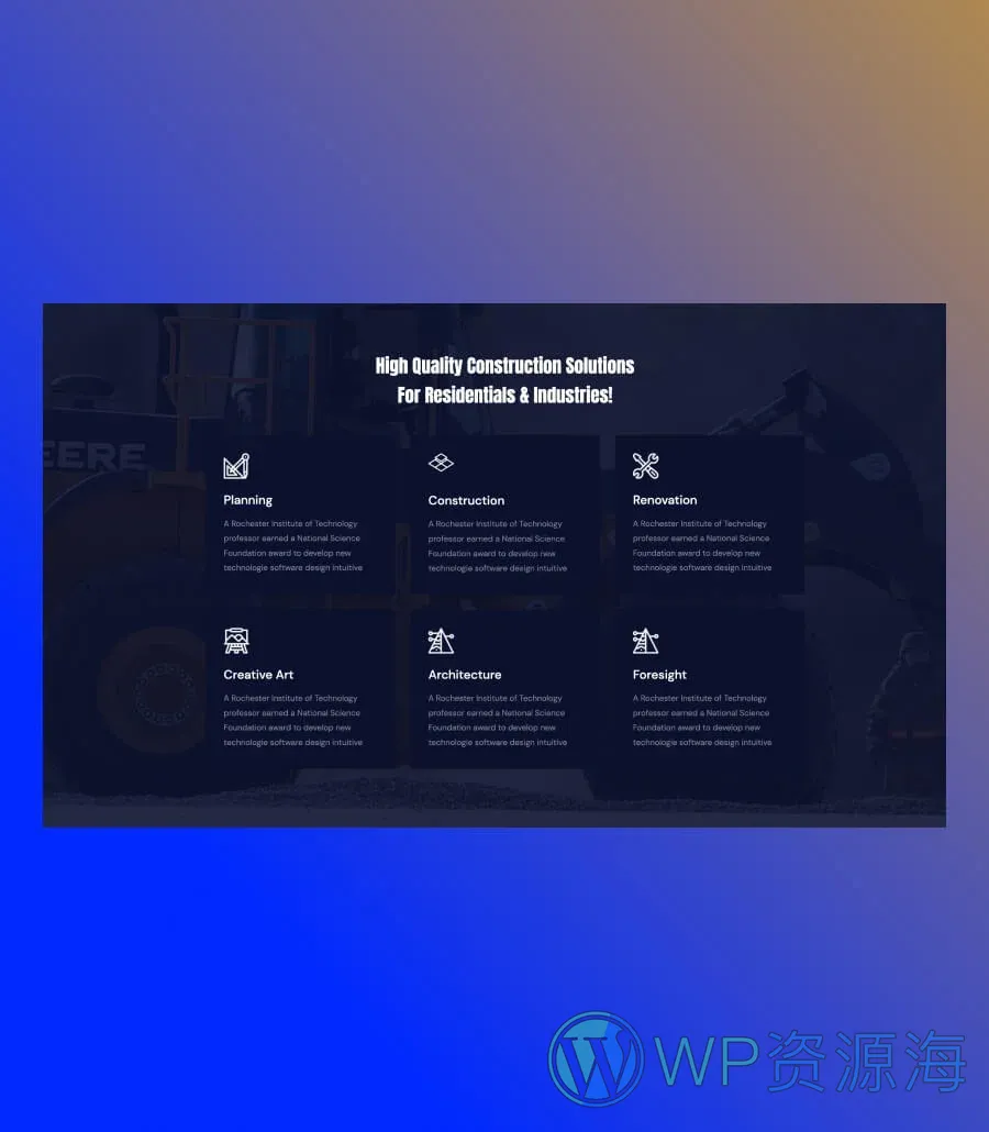 建筑服务Gutenberg网站模板_一键导入快速建站插图6-WP资源海 HandyTor Services Section For Gutenberg