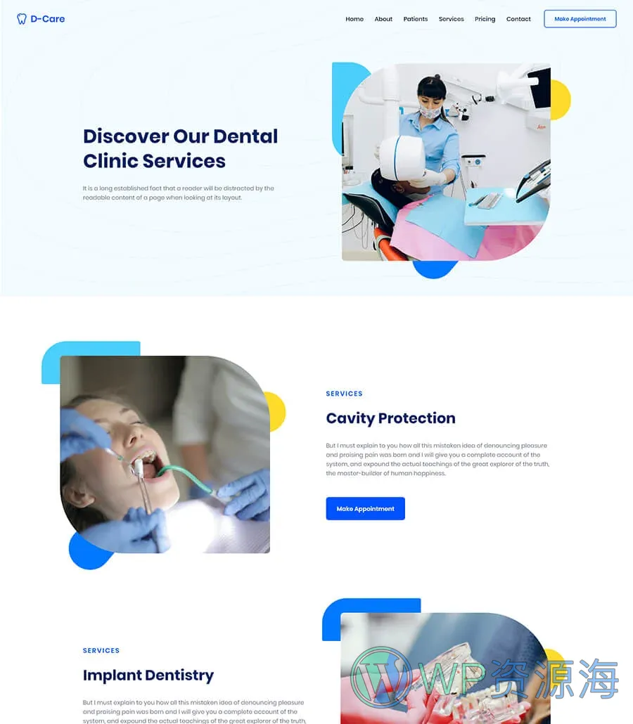 快速建站Elementor网站模板_一键导入快速建站插图2-WP资源海 D-Care Service Page