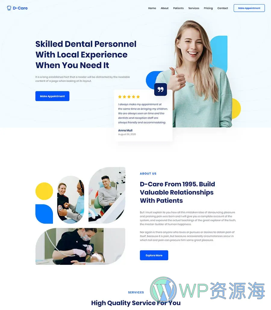 快速建站Elementor网站模板_一键导入快速建站插图1-WP资源海 D-Care Home Page