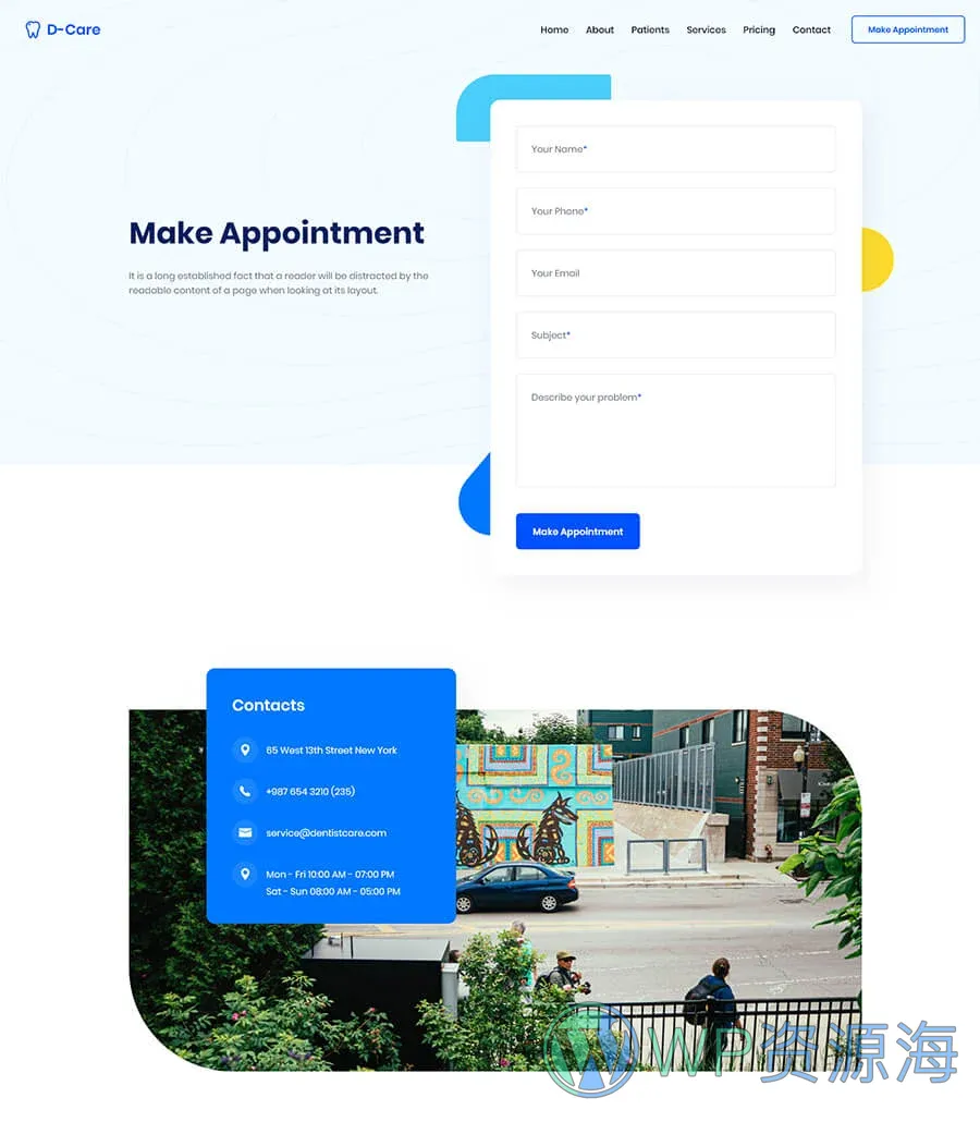快速建站Elementor网站模板_一键导入快速建站插图5-WP资源海 D-Care Contact Page
