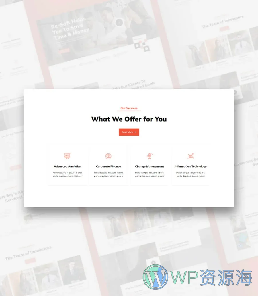 金融服务机构Gutenberg网站模板_一键导入快速建站插图6-WP资源海 Re-Soft Services Section For Gutenberg