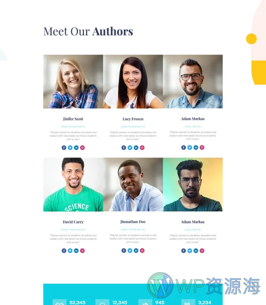 图书馆Gutenberg网站模板_一键导入快速建站插图4-WP资源海 EleBrary Authors Page For Gutenberg