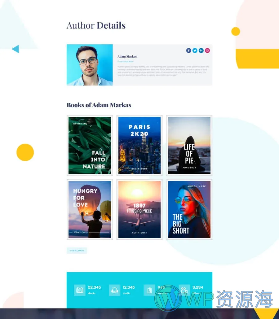 图书馆Gutenberg网站模板_一键导入快速建站插图2-WP资源海 EleBrary Author Details Page For Gutenberg