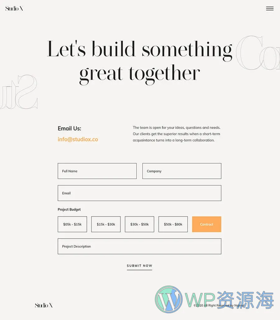 StudioX Contact Page