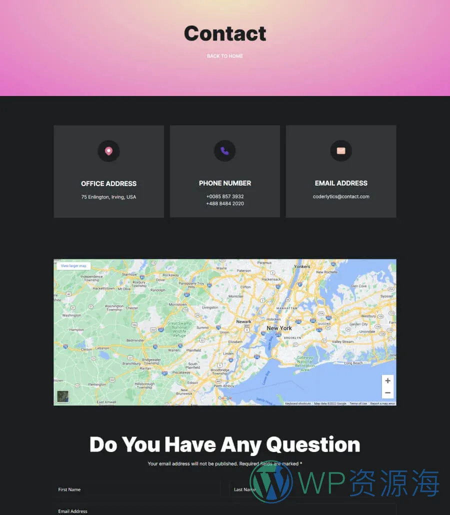 软件公司Gutenberg网站模板_一键导入快速建站插图3-WP资源海 Coderlytics Contact Page For Gutenberg