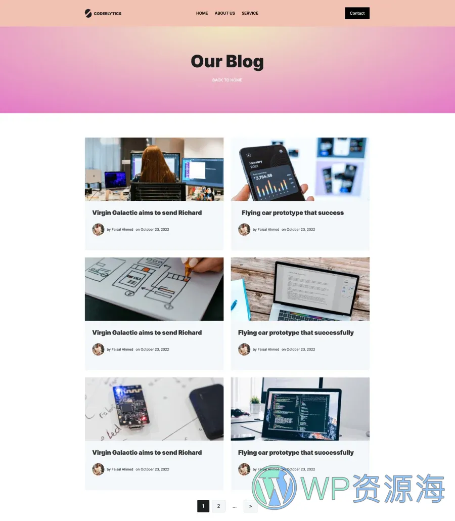 软件公司Gutenberg网站模板_一键导入快速建站插图4-WP资源海 Coderlytics Blog Page For Gutenberg