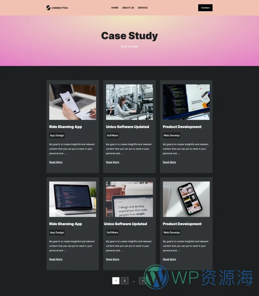 软件公司Gutenberg网站模板_一键导入快速建站插图6-WP资源海 Coderlytics Case Study Page For Gutenberg
